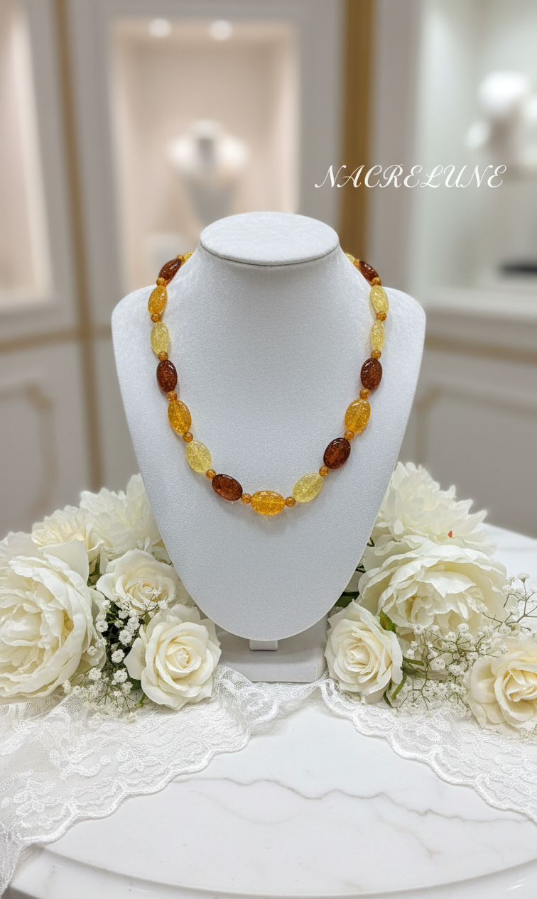 Collier Ambre Pressé Naturel – Chaleur & Vitalité | NACRELUNE NACRELUNE collier