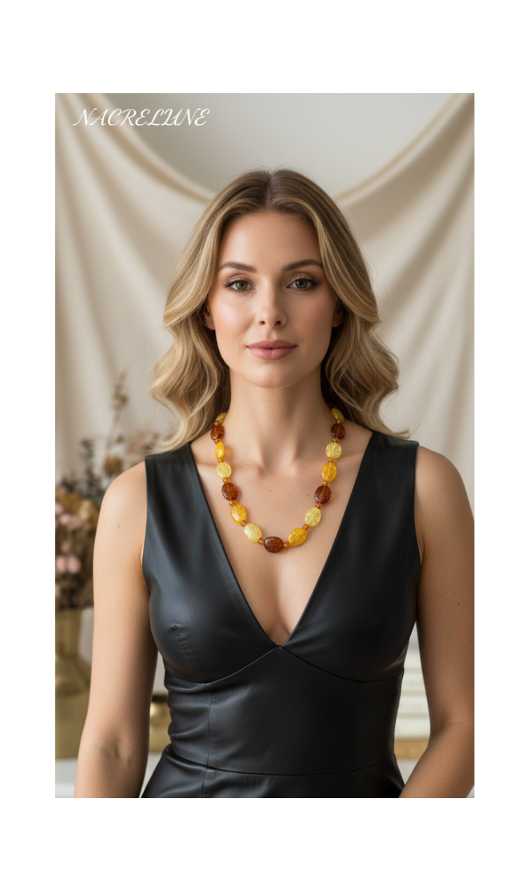 Collier Ambre Pressé Naturel – Chaleur & Vitalité | NACRELUNE NACRELUNE collier