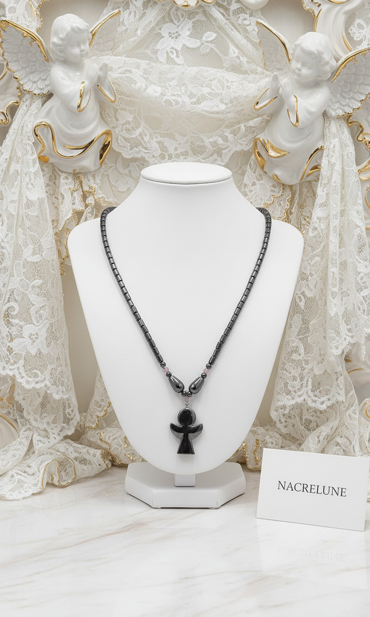 Collier Hématites & Ange Gardien | NACRELUNE nacrelune.com collier