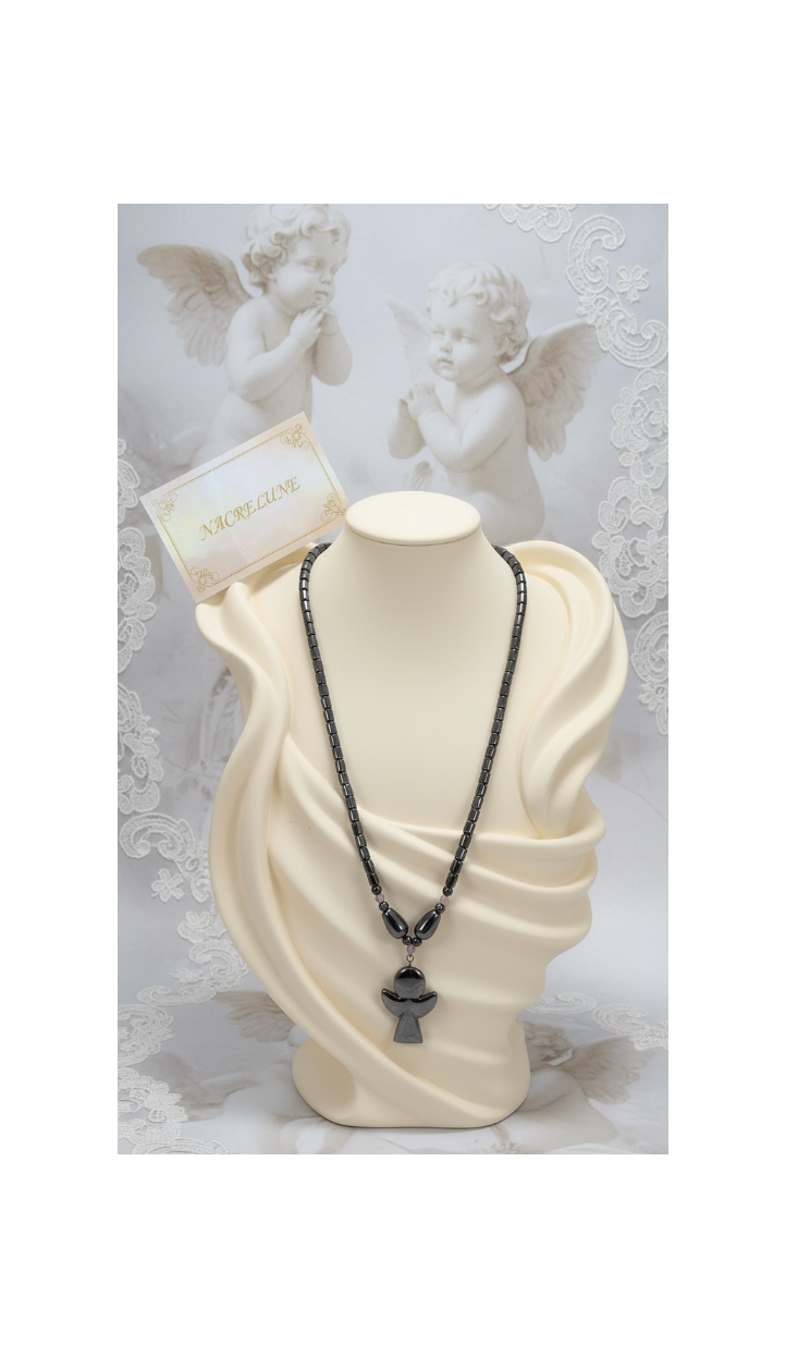 Collier Hématites & Ange Gardien | NACRELUNE nacrelune.com collier