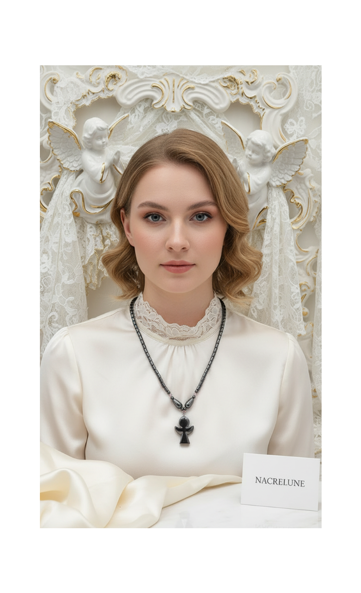 Collier Hématites & Ange Gardien | NACRELUNE nacrelune.com collier