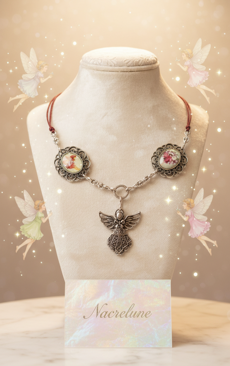 Collier Camées Ange & Fées des Fleurs | NACRELUNE nacrelune.com collier