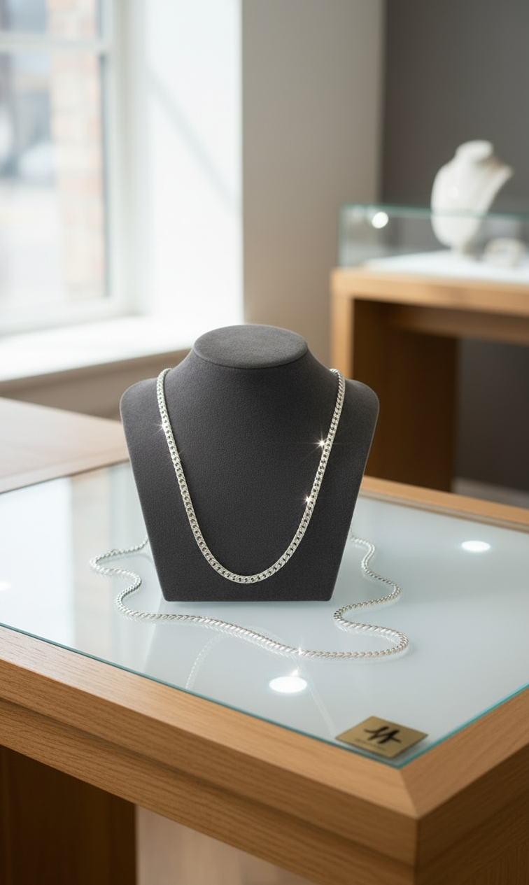 Sterling silver thick chain necklace