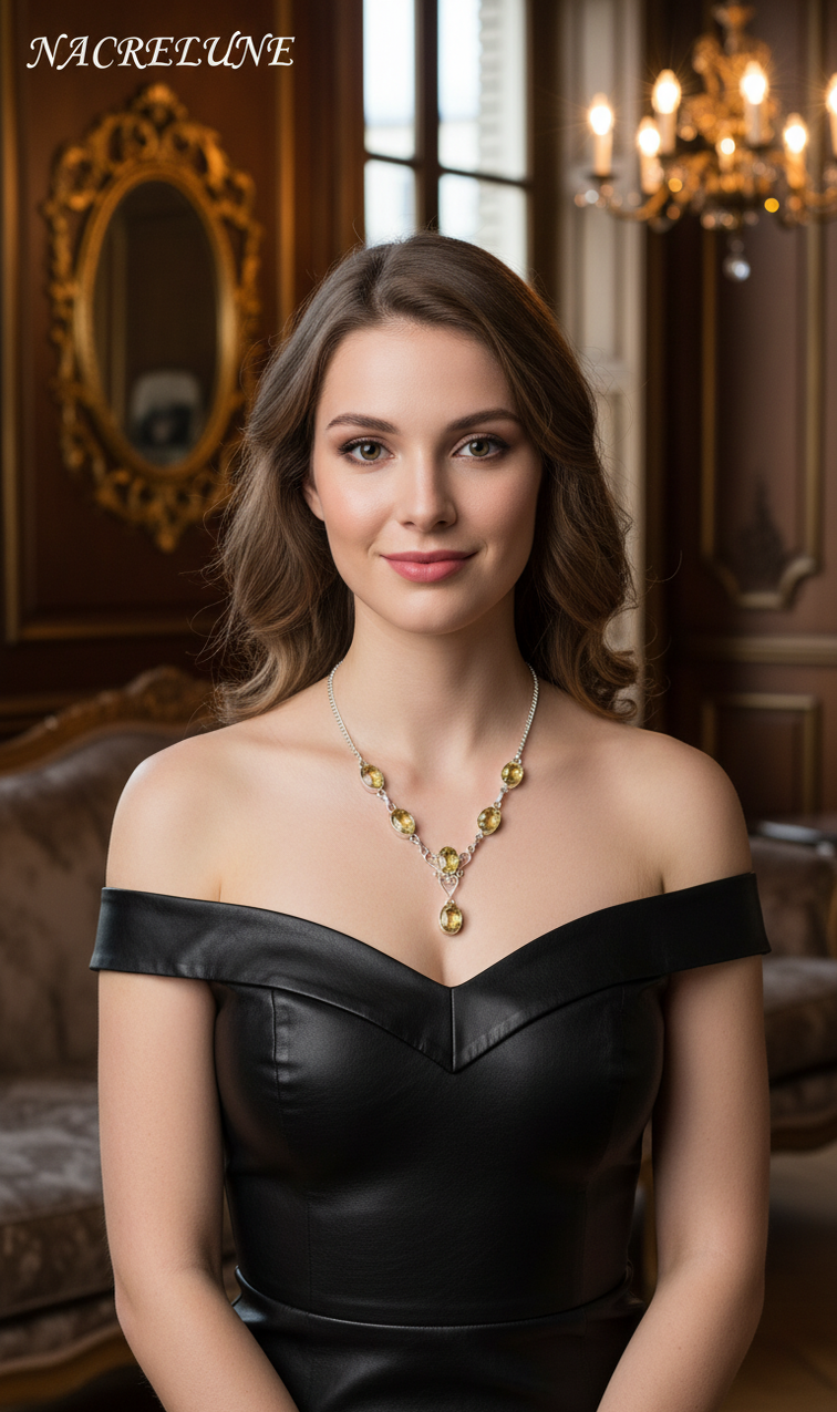 Collier Argent 925 & Citrines – Pierre de Joie & d'Abondance | NACRELUNE nacrelune.com collier