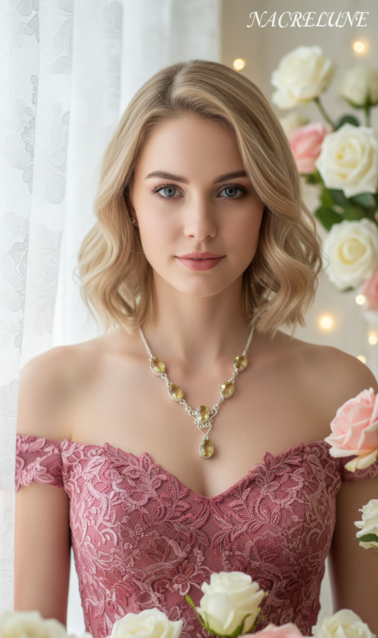 Collier Argent 925 & Citrines – Pierre de Joie & d'Abondance | NACRELUNE nacrelune.com collier