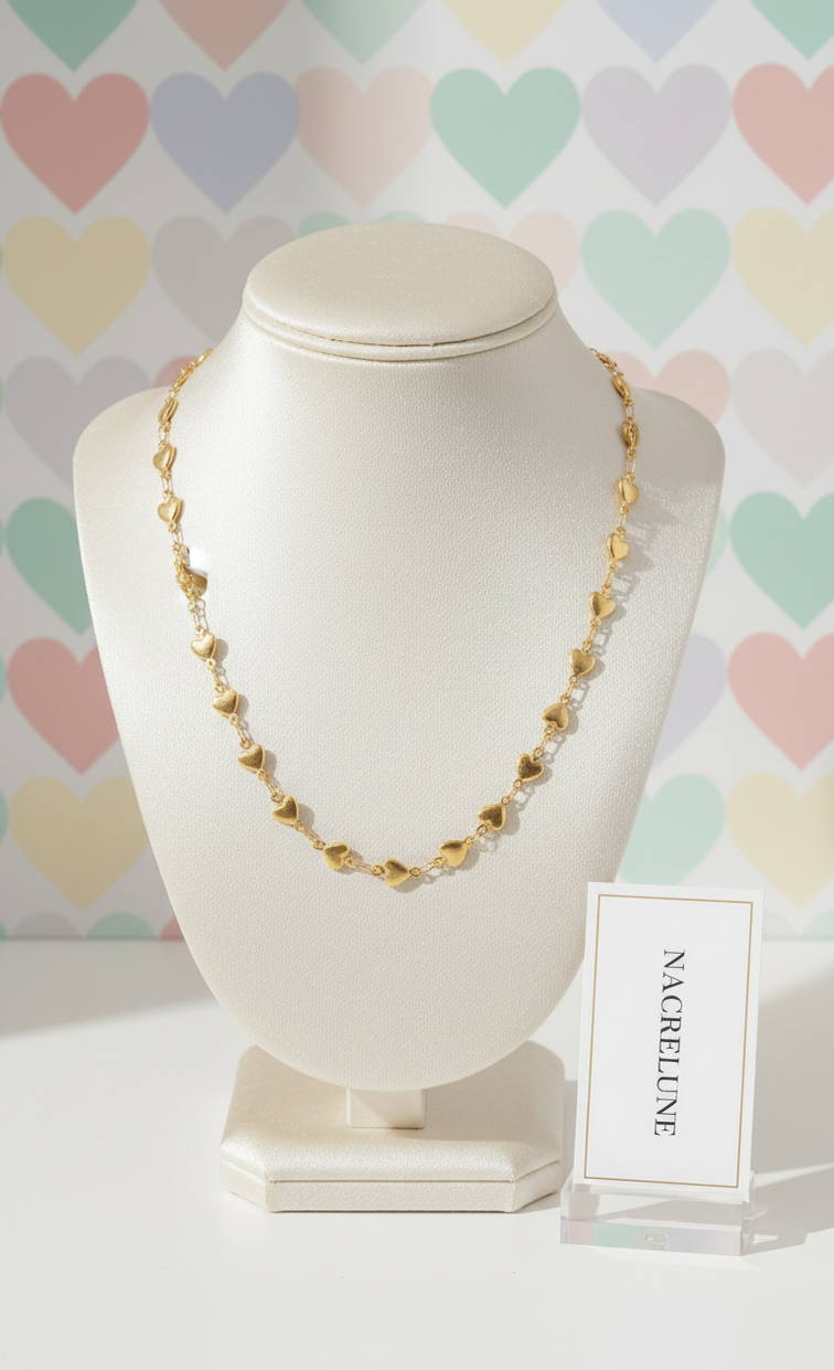 Collier Maillons Cœurs Plaqué Or – Chaîne Romantique | NACRELUNE NACRELUNE collier