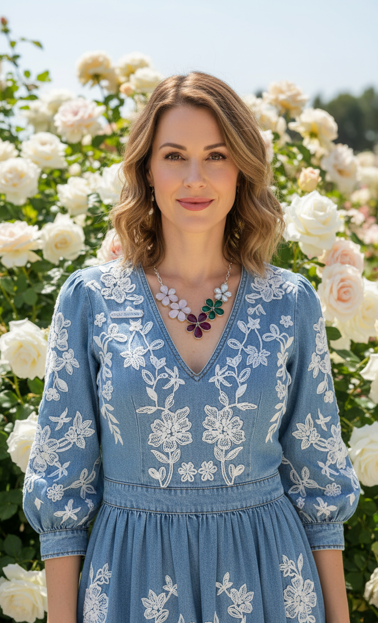 Collier Argent & Rubis, Émeraudes, Quartz Roses & Pierres de Lune en Fleurs | NACRELUNE nacrelune.com collier