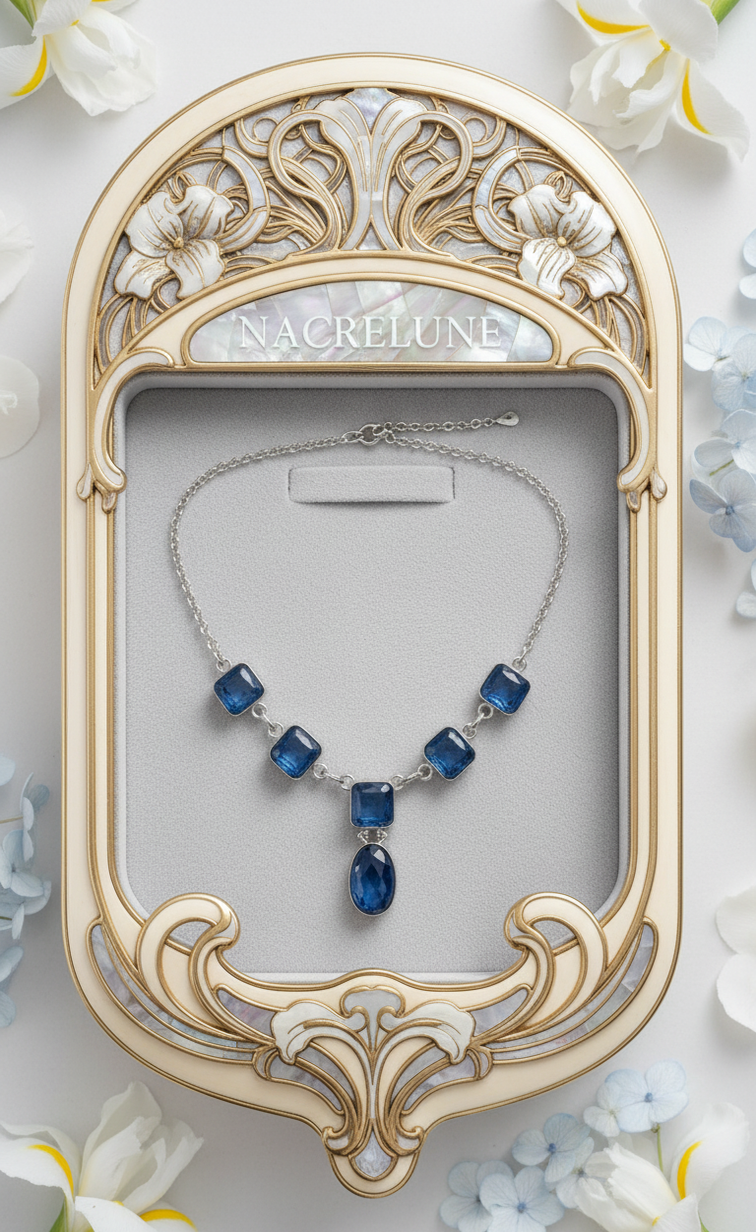 Collier Argent 925 & Kyanites Polies – Pierre d'Alignement | NACRELUNE nacrelune.com collier