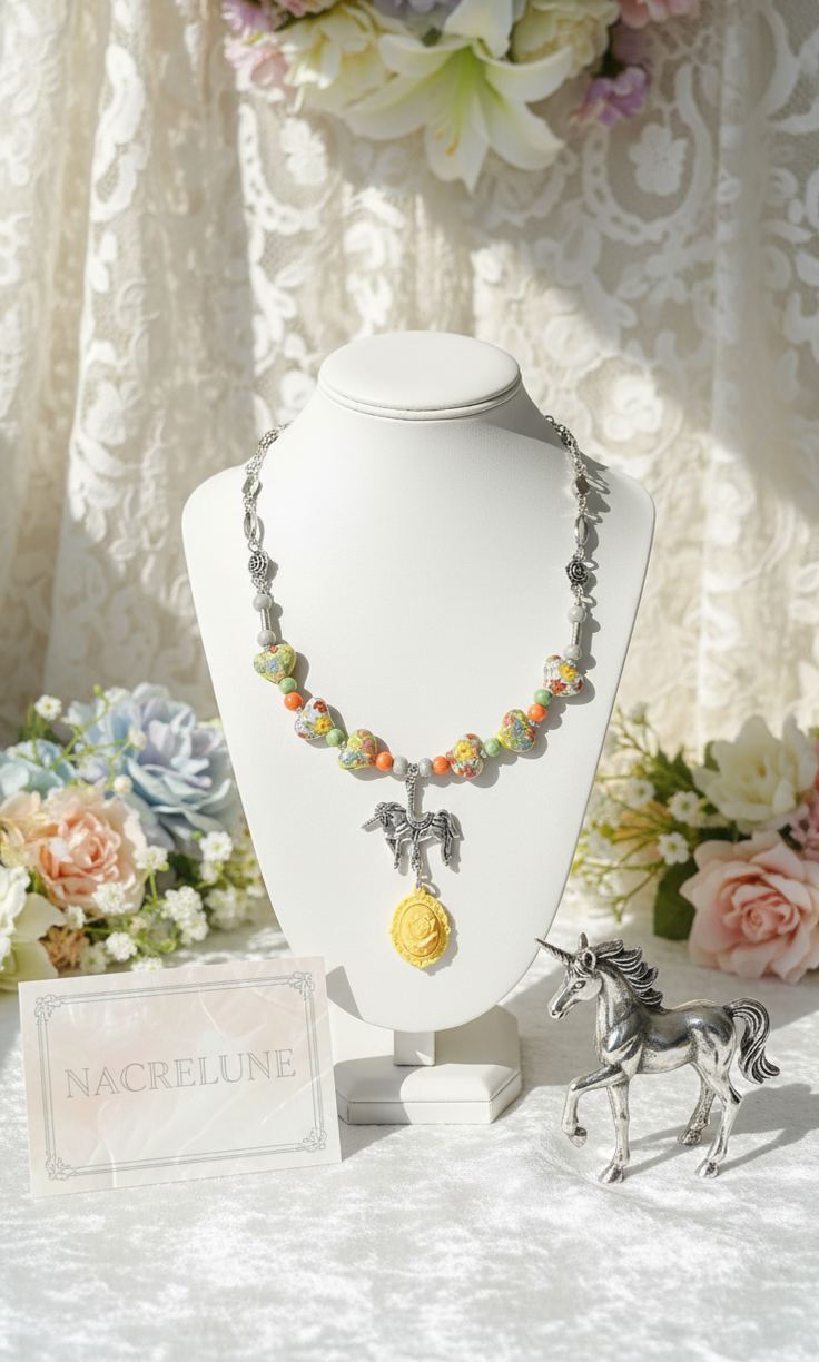 Collier Fantaisie Coeurs Décorés – Bijou Tendance Femme | NACRELUNE nacrelune.com collier