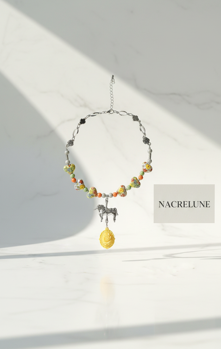 Collier Fantaisie Coeurs Décorés – Bijou Tendance Femme | NACRELUNE nacrelune.com collier