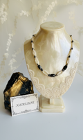 Collier Perles Fines & Obsidiennes Dorées | NACRELUNE nacrelune.com collier