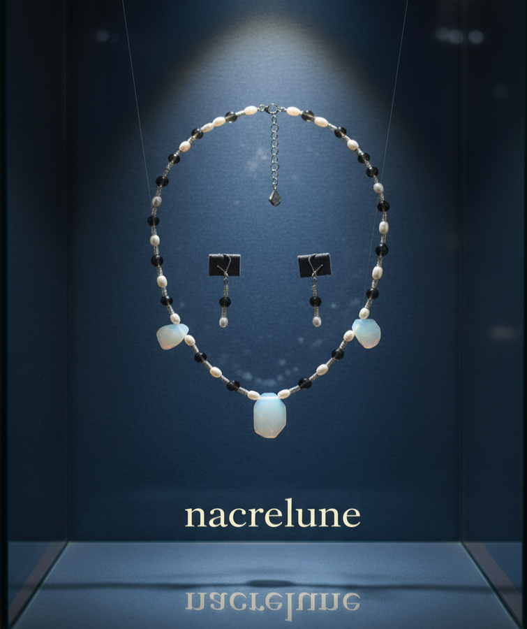 Quartz and opalite jewelry set