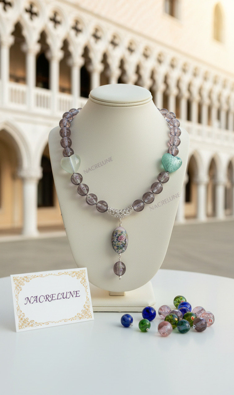 Collier Perles de Verre Style Murano | NACRELUNE nacrelune.com collier
