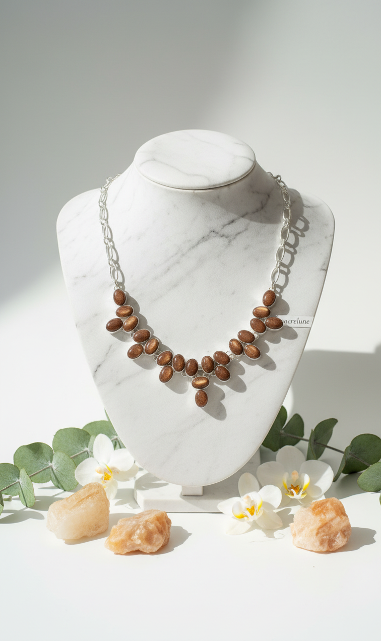Collier Argent 925 & Pierres de Soleil – Pierre de Joie & Vitalité | NACRELUNE nacrelune.com collier