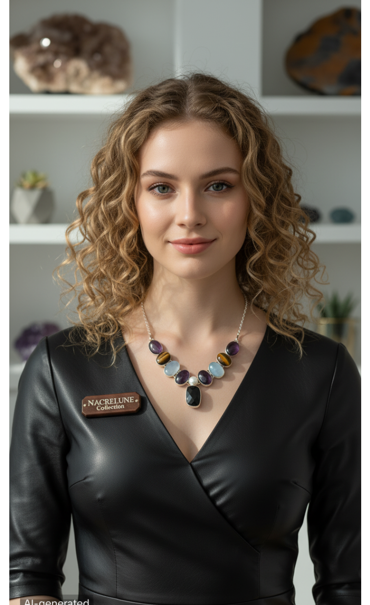 Collier Argent 925 & Pierres Fines avec Améthystes | NACRELUNE nacrelune.com collier
