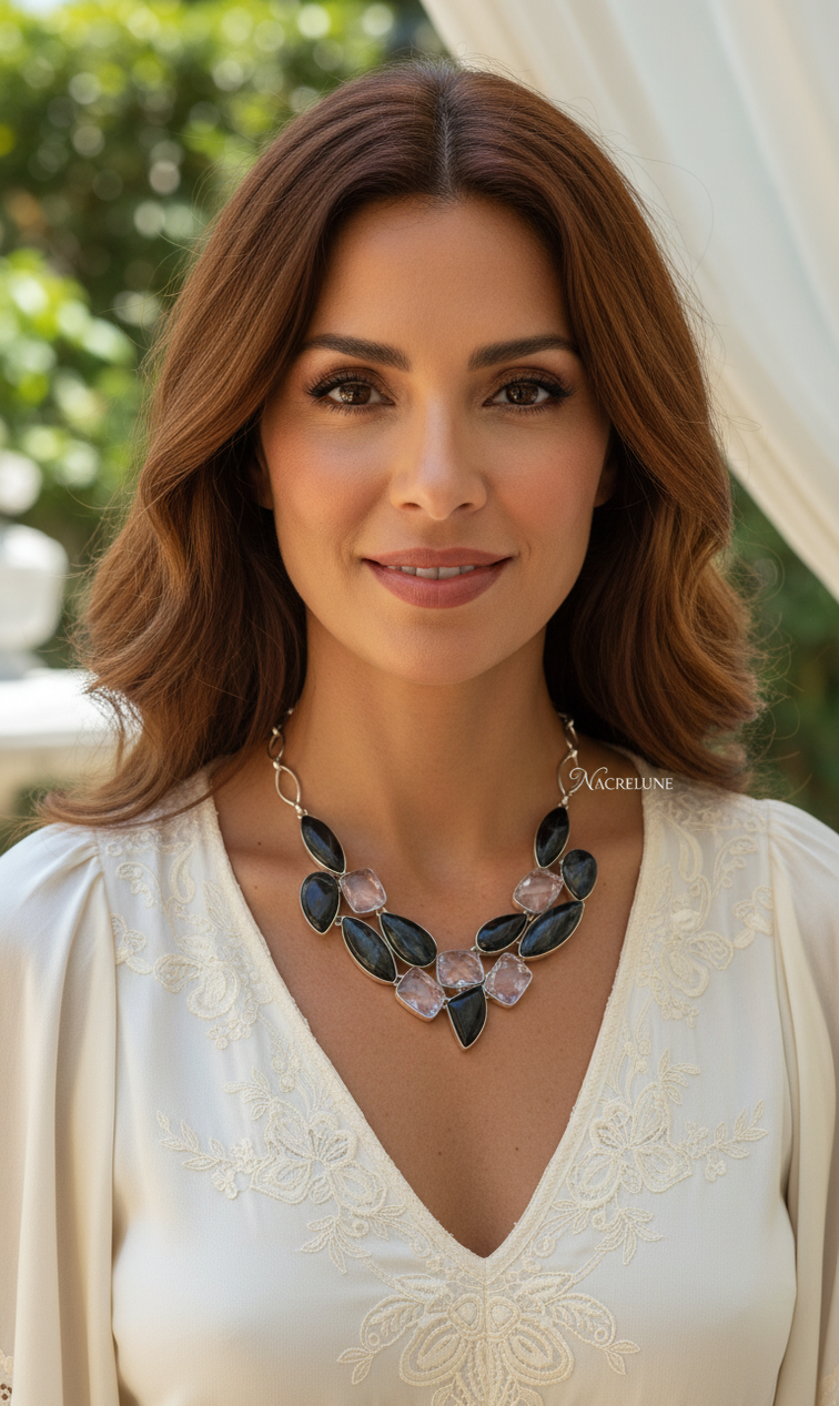 Collier Argent Quartz Rose Taillé & Pietersite – Amour & Transformation | NACRELUNE NACRELUNE collier