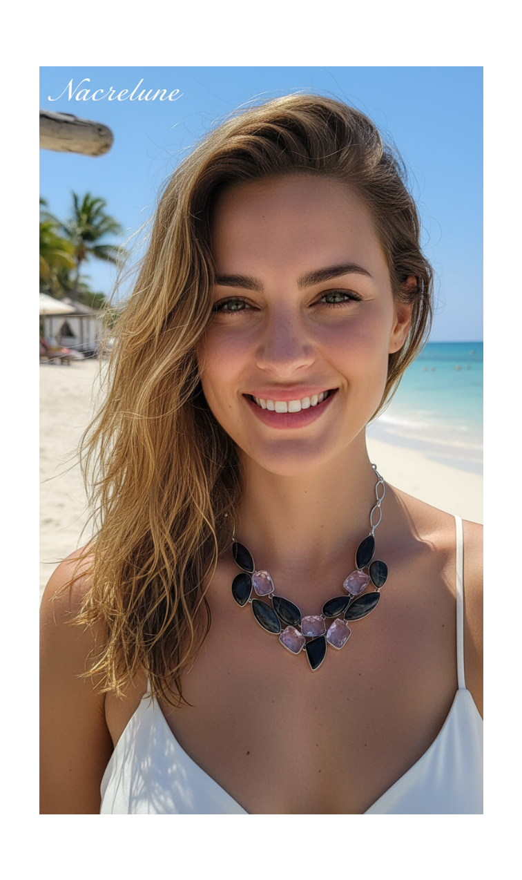 Collier Argent Quartz Rose Taillé & Pietersite – Amour & Transformation | NACRELUNE NACRELUNE collier