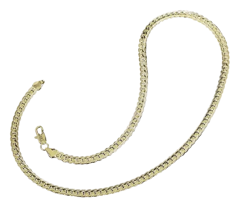 Collier Chaîne Plate argent 925 Plaqué Or – NACRELUNE NACRELUNE collier