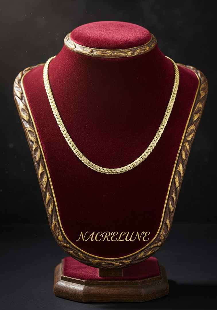 Collier Chaîne Plate argent 925 Plaqué Or – NACRELUNE NACRELUNE collier
