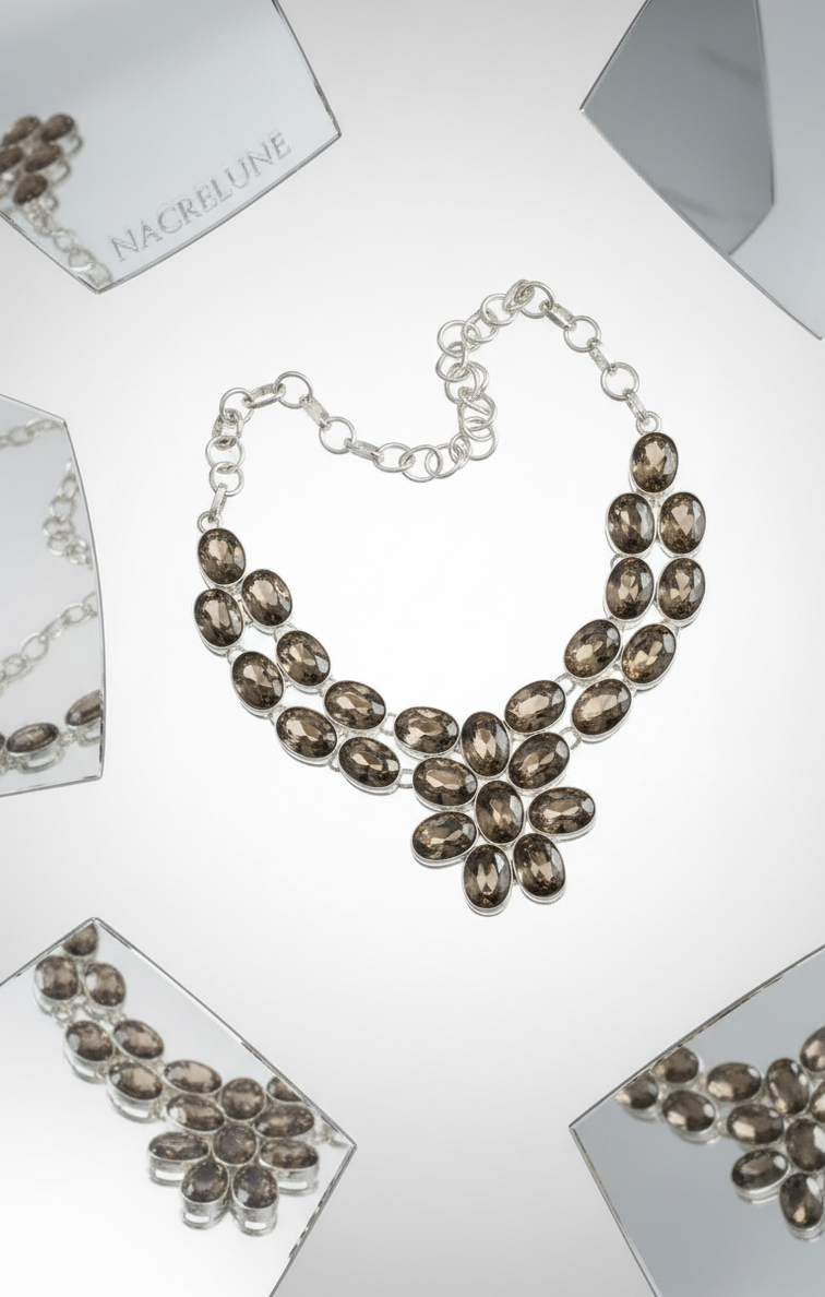 Collier Argent 925 & Quartz Fumés Taillés – Pierre d'Ancrage | NACRELUNE nacrelune.com collier