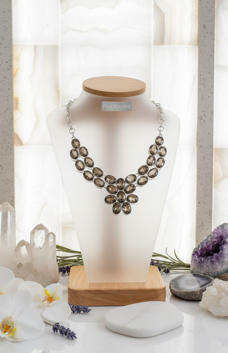 Collier Argent 925 & Quartz Fumés Taillés – Pierre d'Ancrage | NACRELUNE nacrelune.com collier
