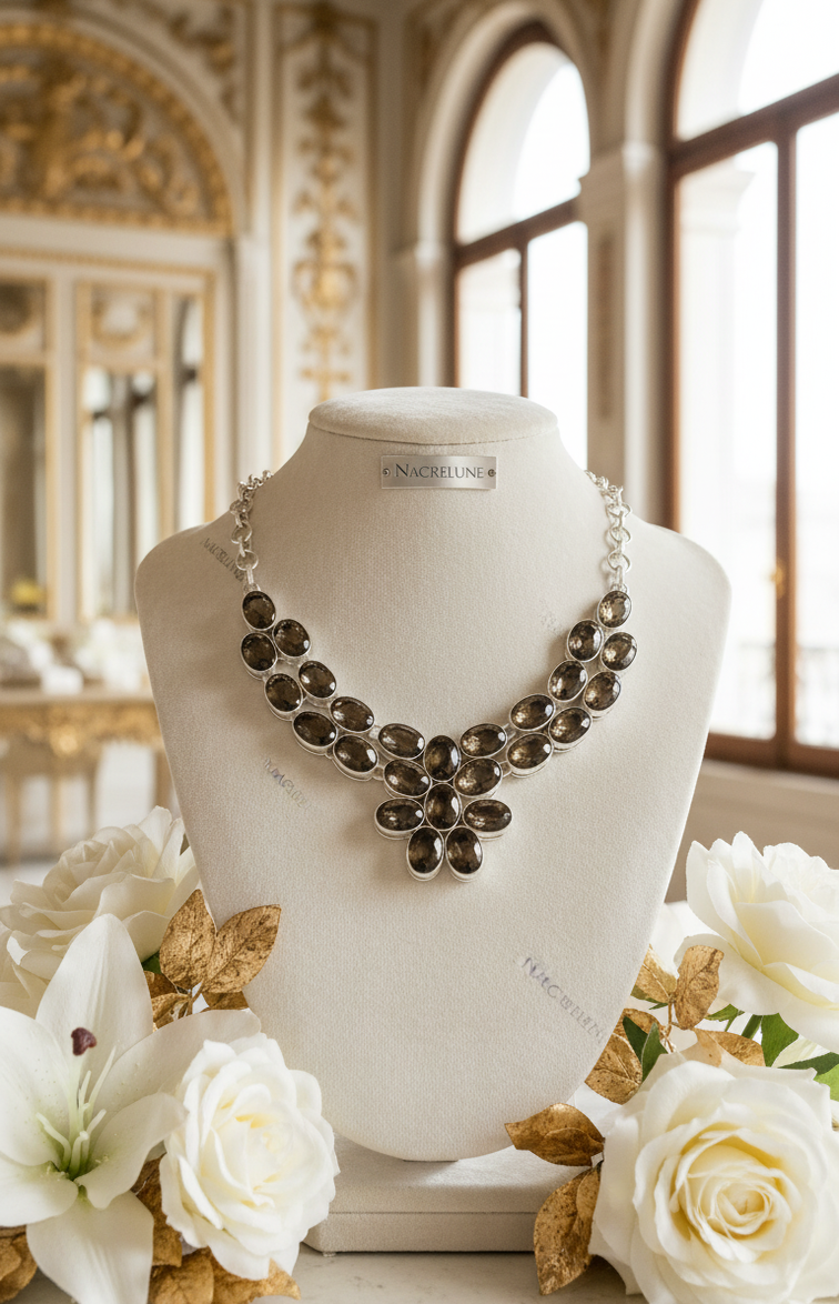Collier Argent 925 & Quartz Fumés Taillés – Pierre d'Ancrage | NACRELUNE nacrelune.com collier