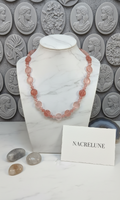 Handmade red quartz bead necklace