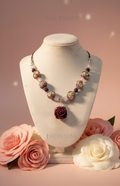 Collier Perles de Verre Vénitien & Rose en Résine | NACRELUNE nacrelune.com collier