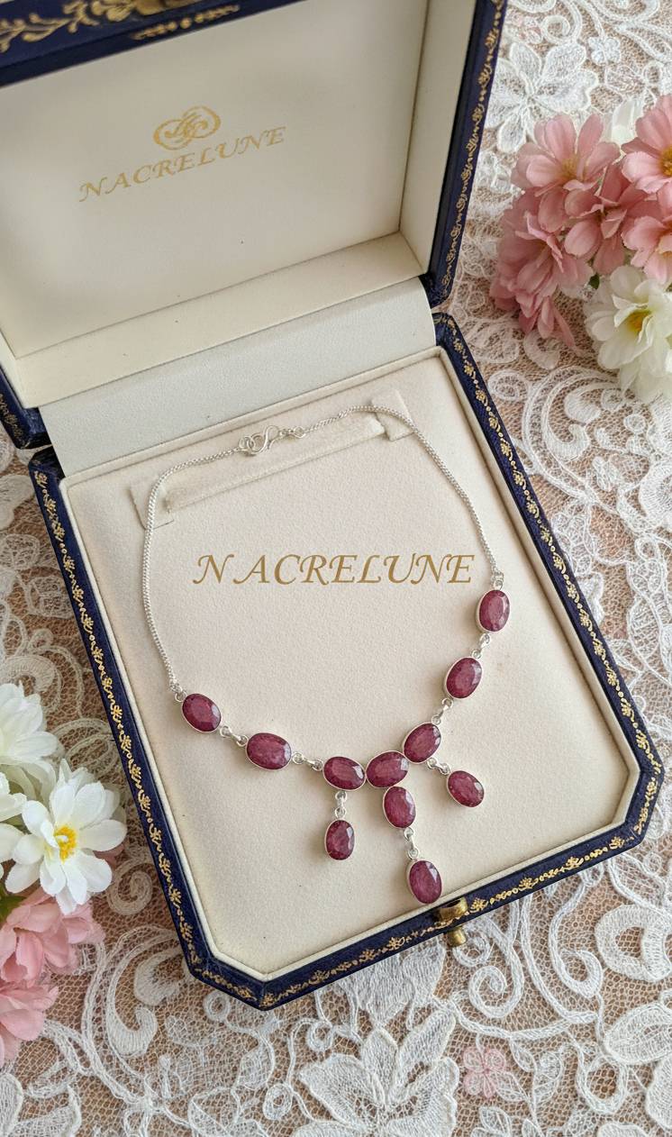 Collier en argent 925 avec rubis facettés-NACRELUNE NACRELUNE collier