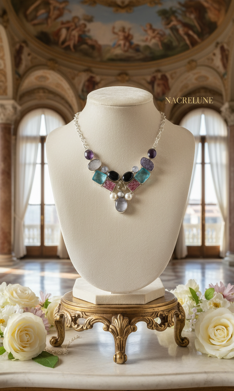 Collier Argent 925 & Pierres Semi-Précieuses – Bijou Lithothérapie | NACRELUNE nacrelune.com collier