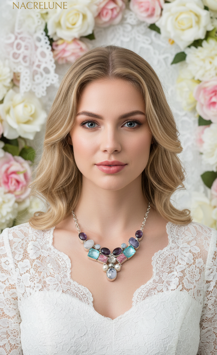 Collier Argent 925 & Pierres Semi-Précieuses – Bijou Lithothérapie | NACRELUNE nacrelune.com collier