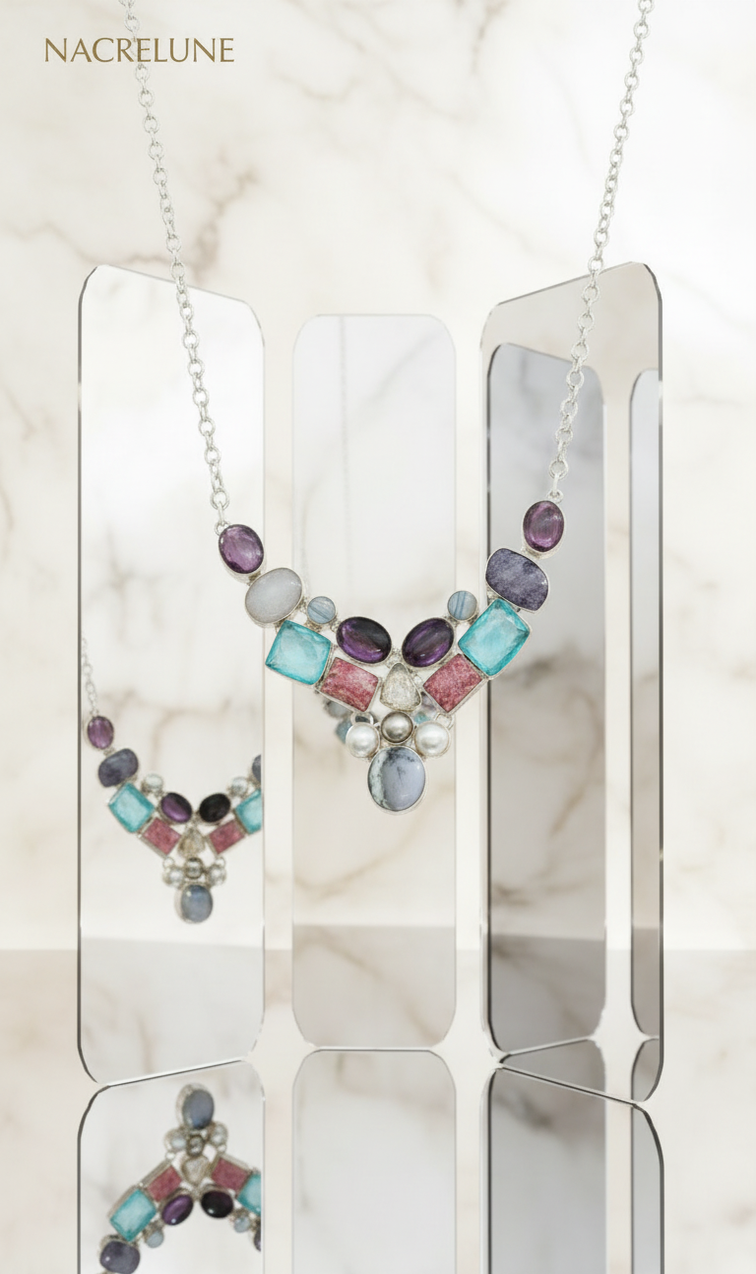 Collier Argent 925 & Pierres Semi-Précieuses – Bijou Lithothérapie | NACRELUNE