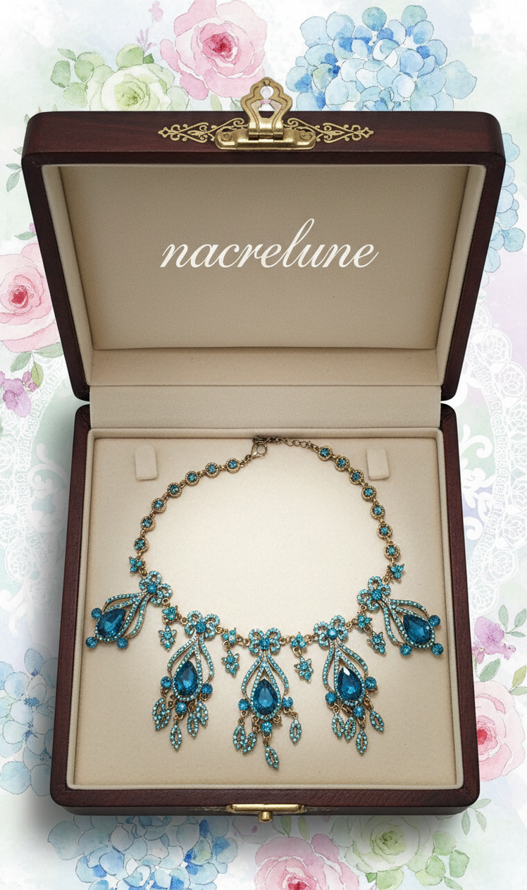 Collier à pendeloques en strass bleus – Style Premier Empire-NACRELUNE NACRELUNE collier