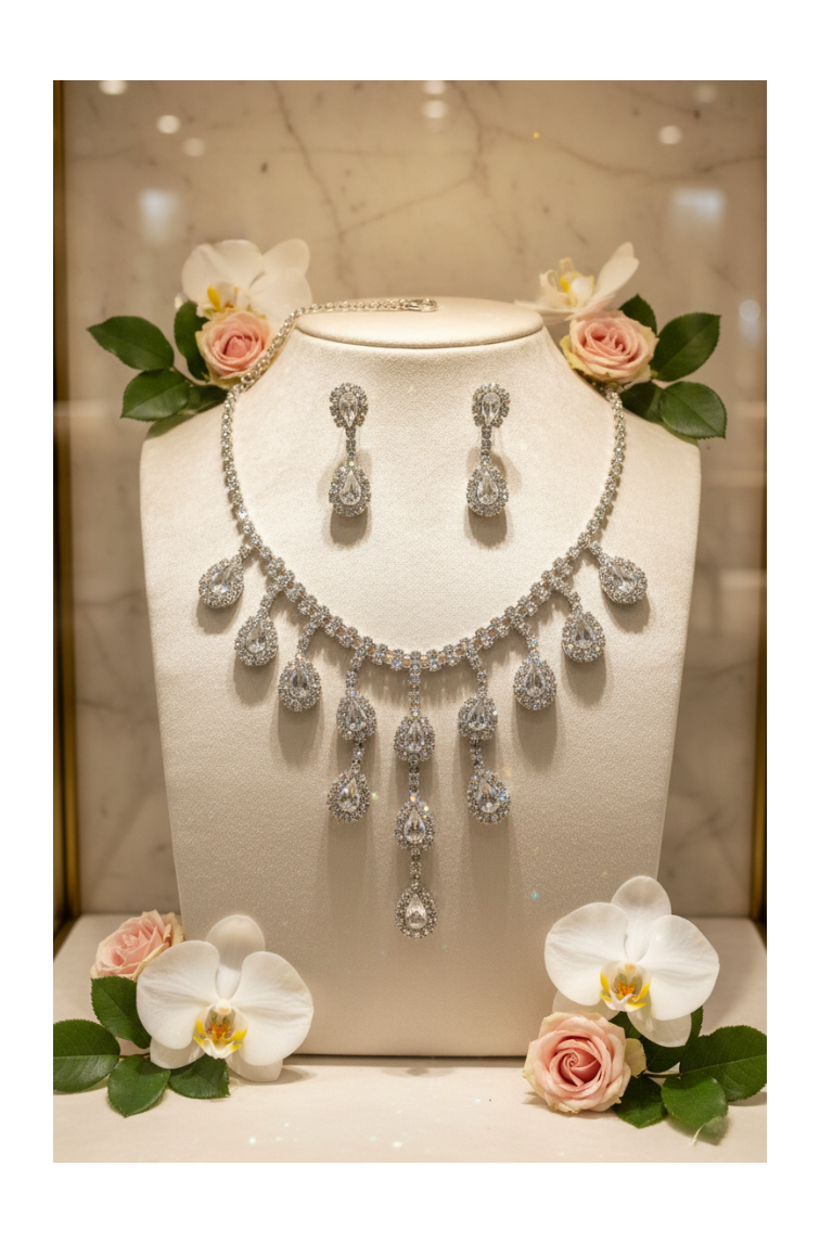 Parure en strass avec pendeloques