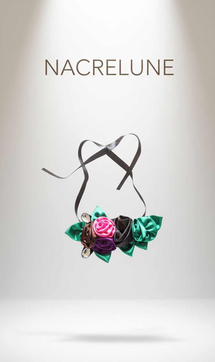 Collier fleurs en tissu – Style bohème romantique-NACRELUNE NACRELUNE collier