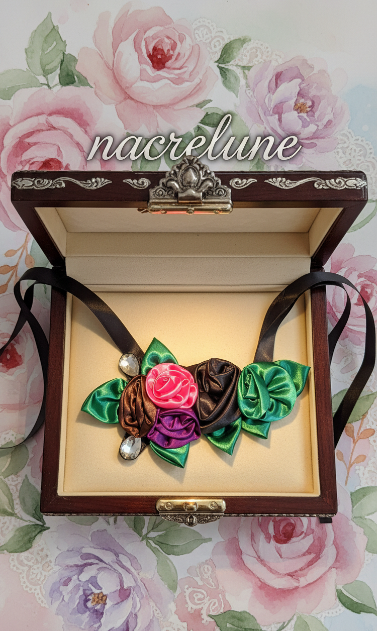 Collier fleurs en tissu – Style bohème romantique-NACRELUNE NACRELUNE collier