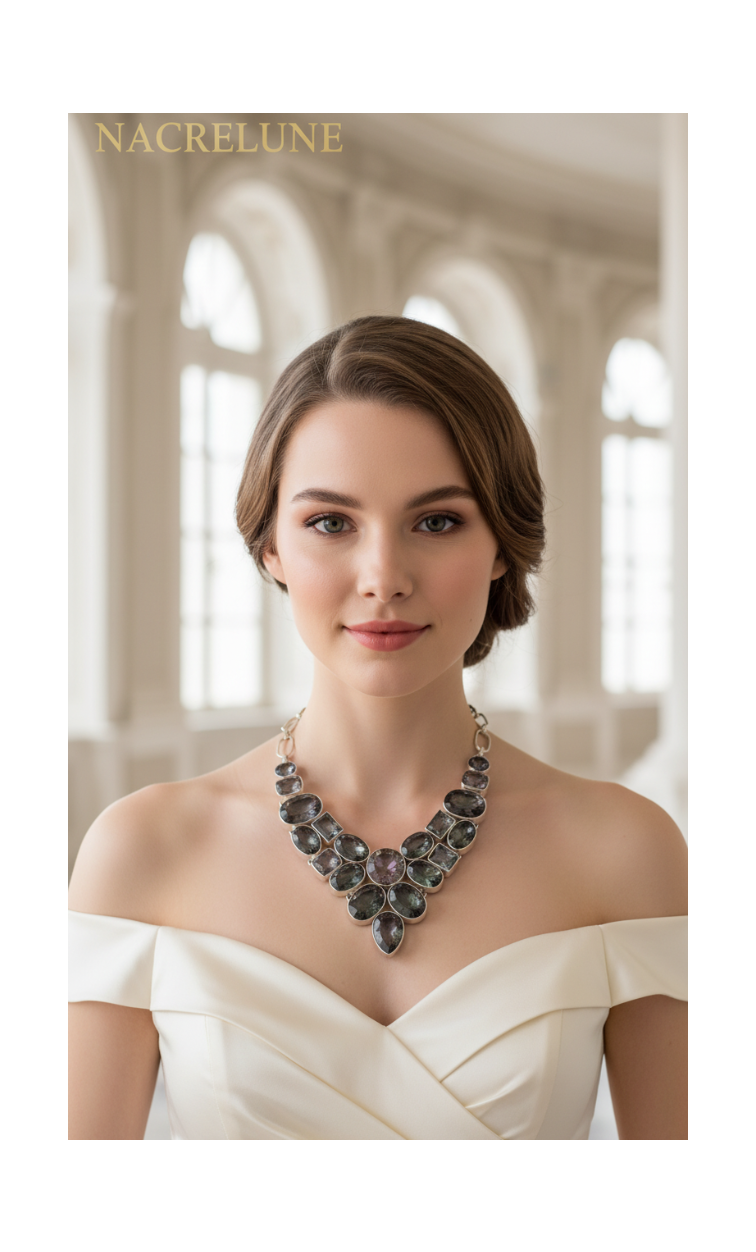Collier Argent 925 & Topazes Mystiques – Éclat Iridescent | NACRELUNE