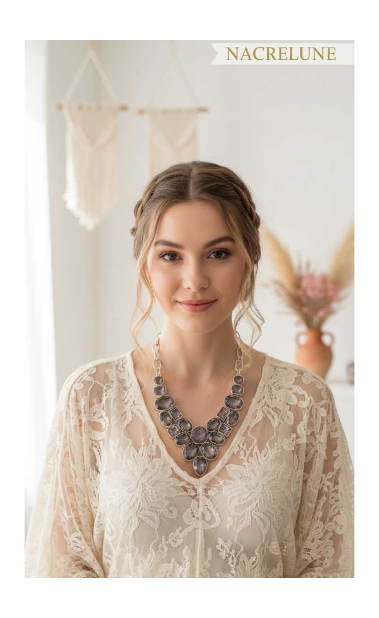 Collier Argent 925 & Topazes Mystiques – Éclat Iridescent | NACRELUNE
