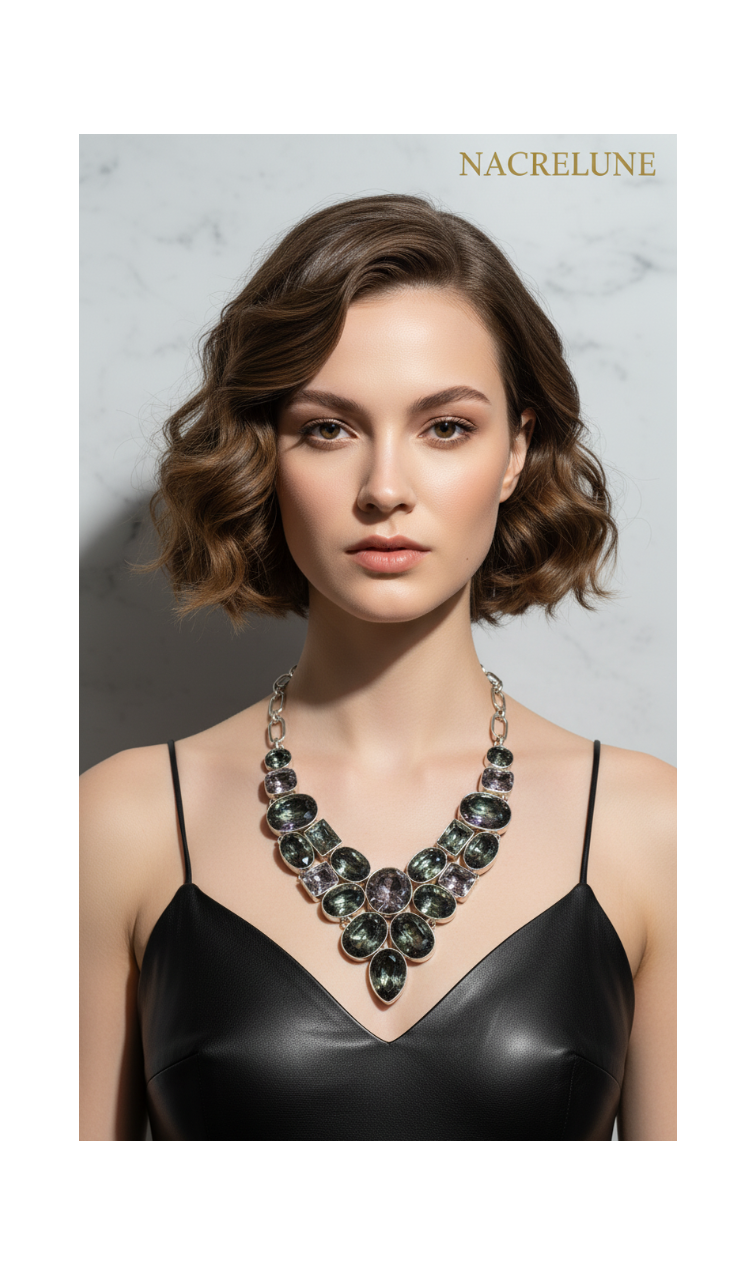 Collier Argent 925 & Topazes Mystiques – Éclat Iridescent | NACRELUNE