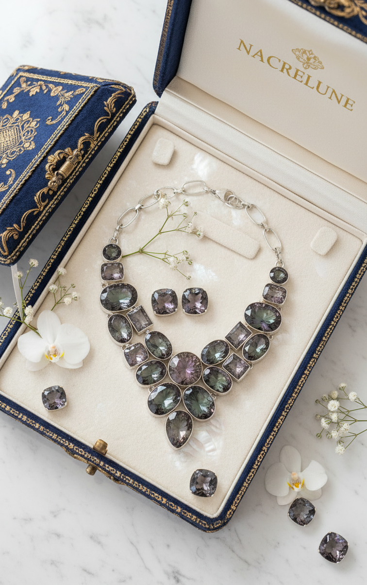 Collier Argent 925 & Topazes Mystiques – Éclat Iridescent | NACRELUNE