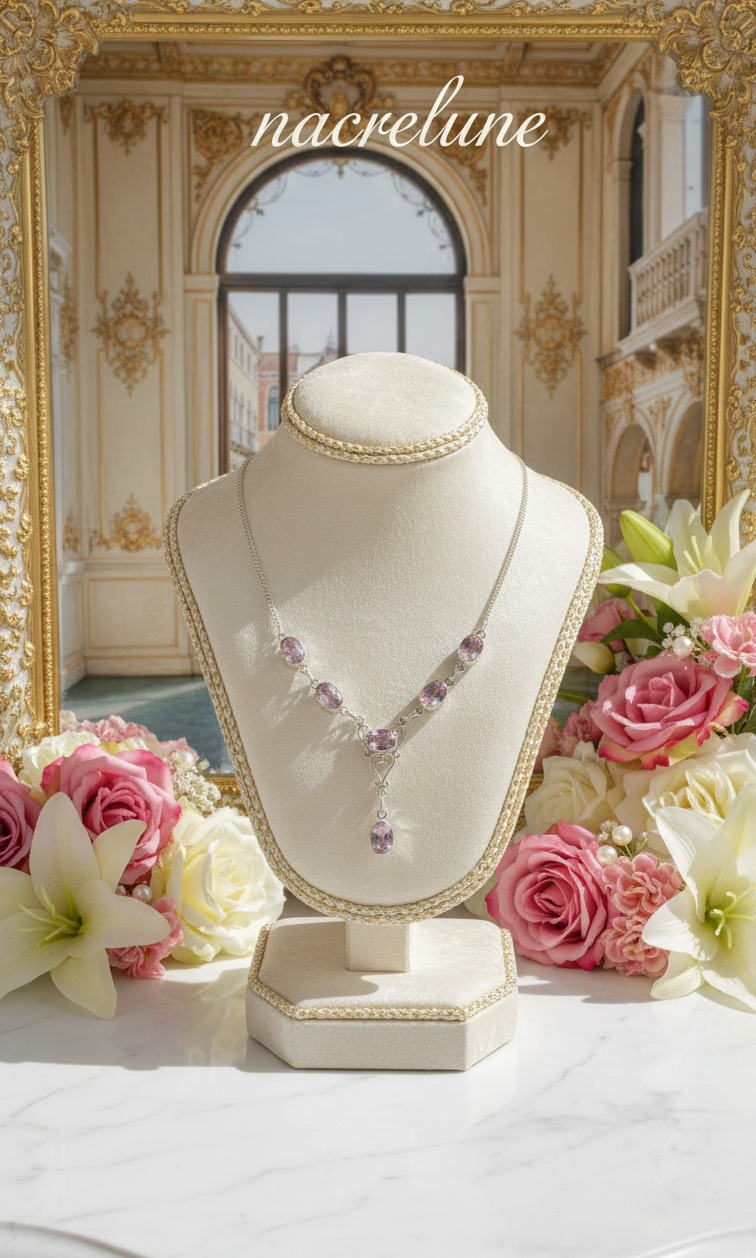 Collier Argent 925 & Topazes Roses – Pierre Naturelle | NACRELUNE