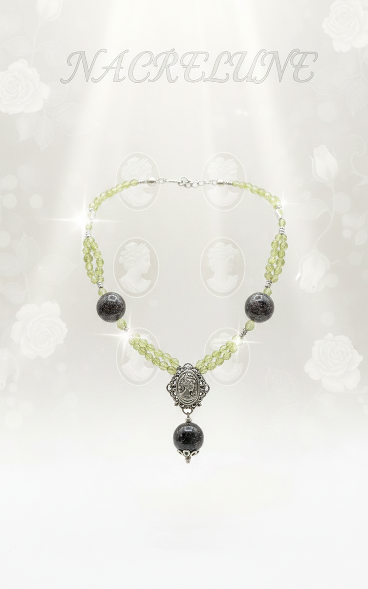 Collier Tourmalines Noires & Péridots Véritables | NACRELUNE nacrelune.com collier