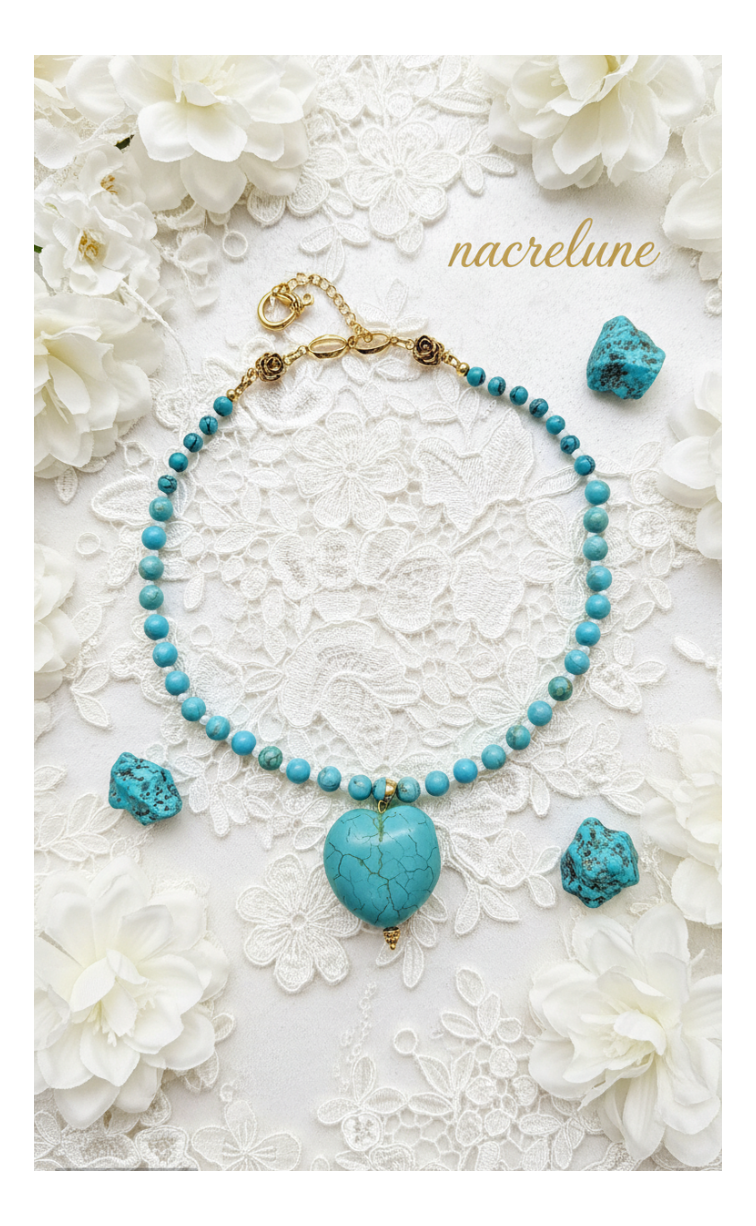 Collier Turquoise Naturelle & Pendentif Cœur – Protection & Soin du Cœur | NACRELUNE NACRELUNE collier