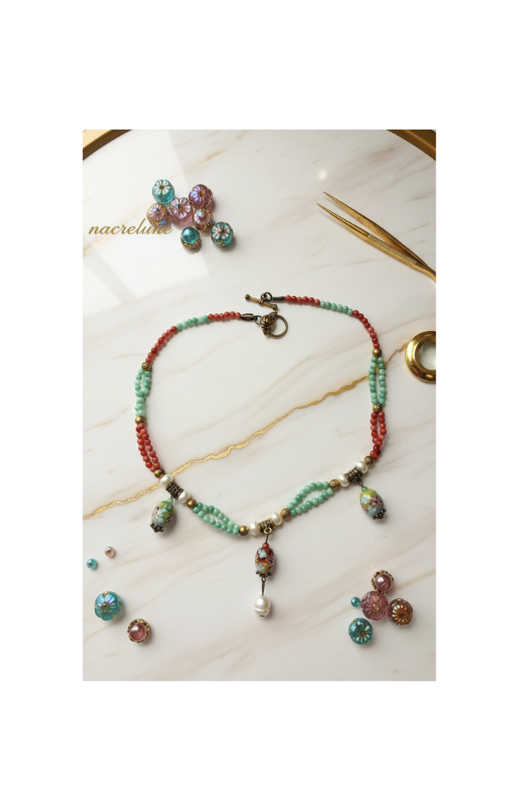Collier Perles de Verre Bleu & Orange – Couleur & Bonne Humeur | NACRELUNE NACRELUNE collier