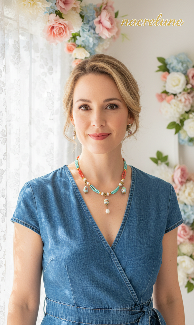 Collier Perles de Verre Bleu & Orange – Couleur & Bonne Humeur | NACRELUNE NACRELUNE collier