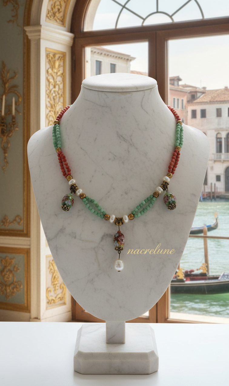Collier Perles de Verre Bleu & Orange – Couleur & Bonne Humeur | NACRELUNE NACRELUNE collier