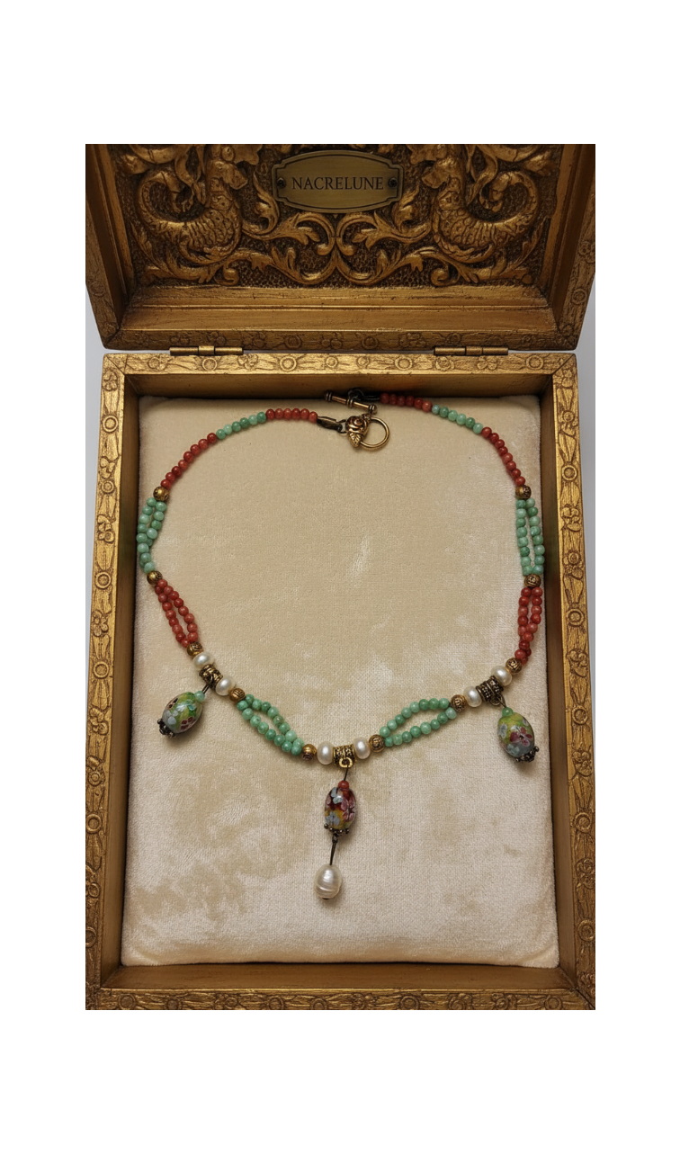 Collier Perles de Verre Bleu & Orange – Couleur & Bonne Humeur | NACRELUNE NACRELUNE collier