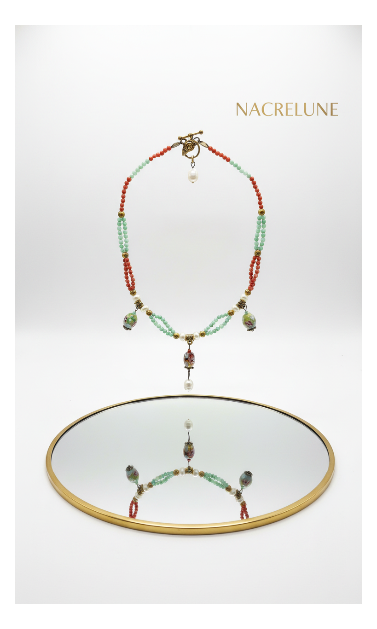 Collier Perles de Verre Bleu & Orange – Couleur & Bonne Humeur | NACRELUNE NACRELUNE collier