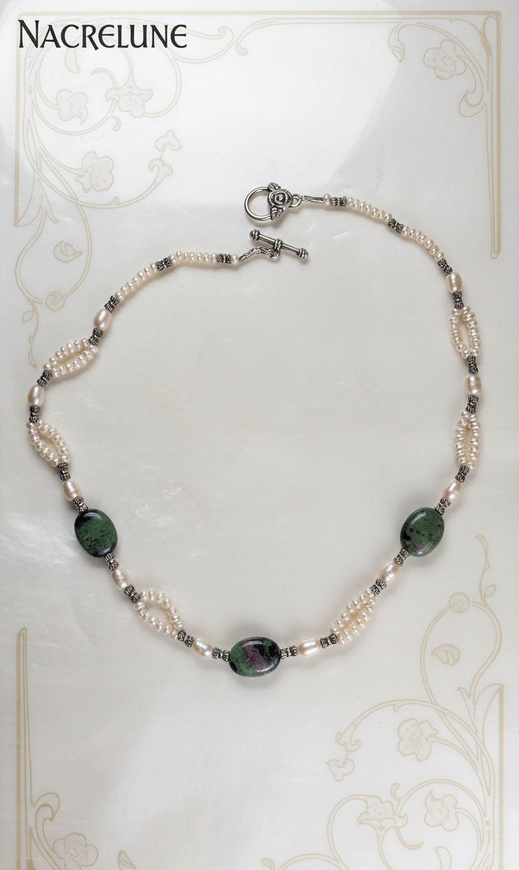 Collier Perles de Culture & Rubis Zoïsites Polis | NACRELUNE nacrelune.com collier