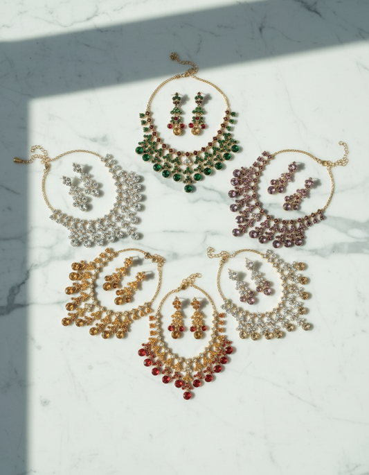 Parure en strass avec pampilles rondes : choisissez votre couleur NACRELUNE parure